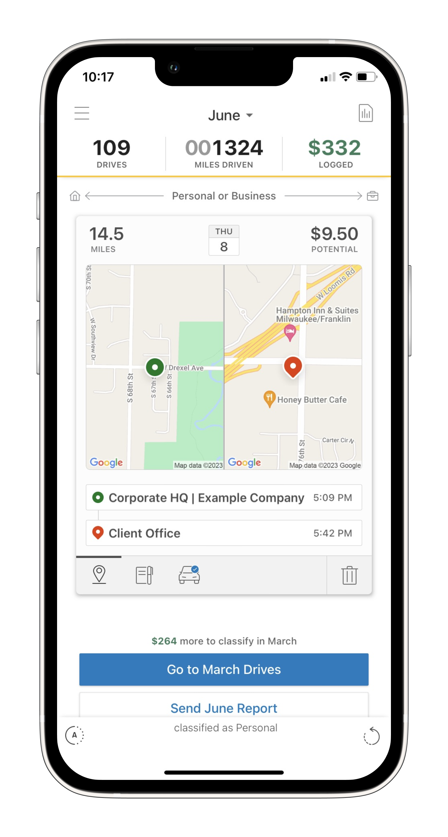 MileIQ dashboard screenshot